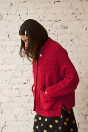 Sybil Tweed Cardigan - Garnet