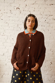 Sybil Tweed Cardigan - Chocolate