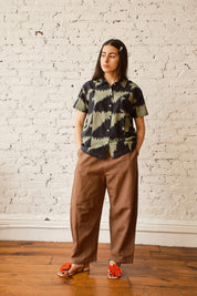 Dylan Shirt Cotton/Silk- Houndstooth Green