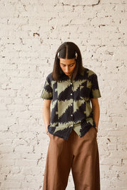 Dylan Shirt Cotton/Silk- Houndstooth Green