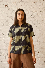 Dylan Shirt Cotton/Silk- Houndstooth Green