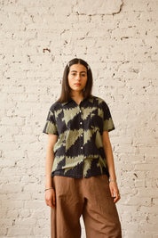 Dylan Shirt Cotton/Silk- Houndstooth Green