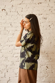 Dylan Shirt Cotton/Silk- Houndstooth Green
