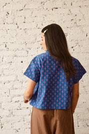 Nikki Chasin x The House That Lars Built Corso Button Down in Cobalt Karin Floral