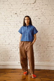 Nikki Chasin x The House That Lars Built Corso Button Down in Cobalt Karin Floral