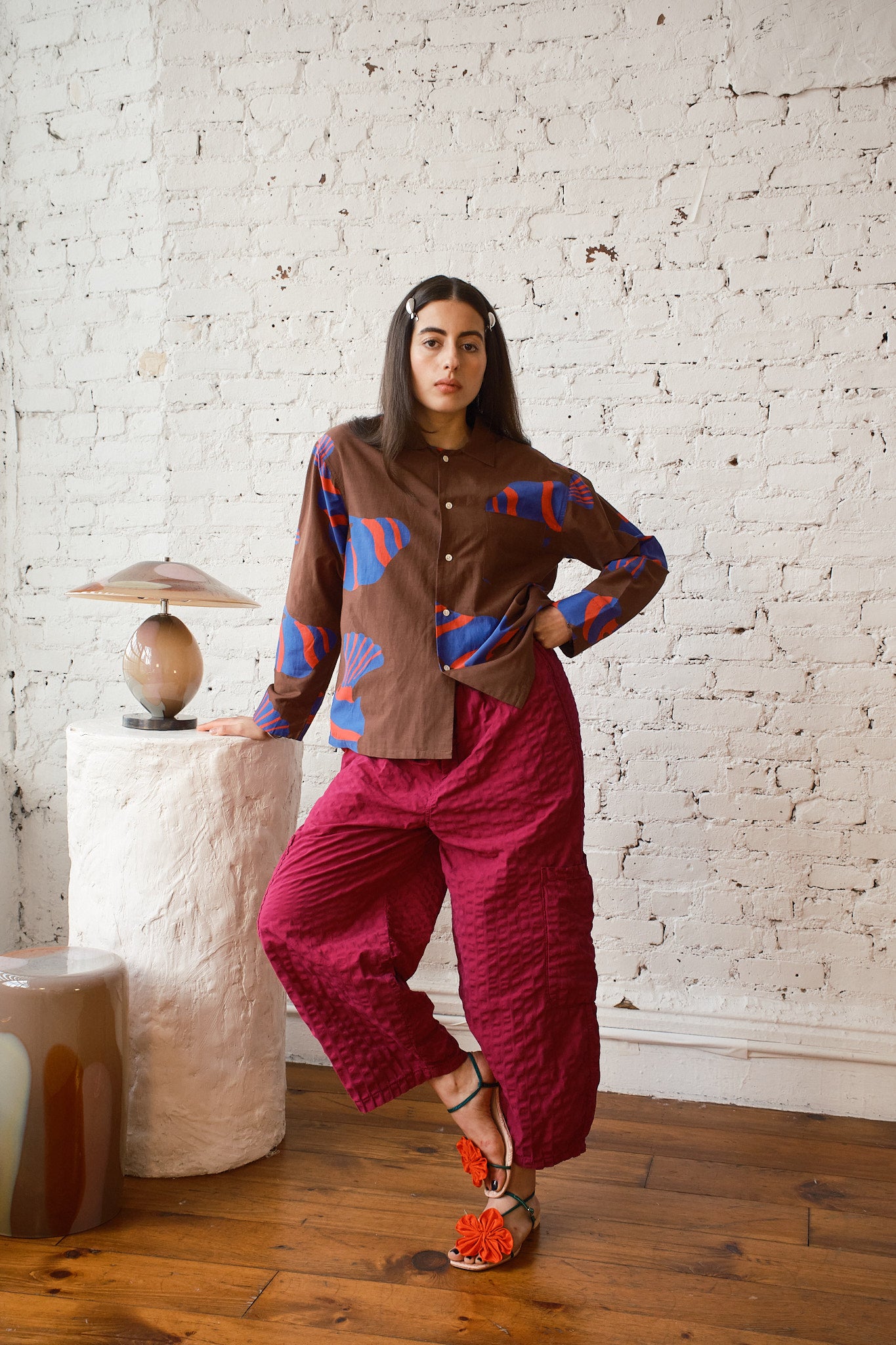 Homer Buttondown Cotton/Silk - Chocolate Fish