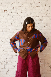 Homer Buttondown Cotton/Silk - Chocolate Fish