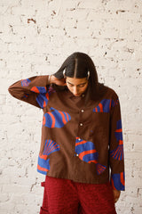 Homer Buttondown Cotton/Silk - Chocolate Fish