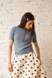Cecilia Cashmere Henley - Sky/Oak