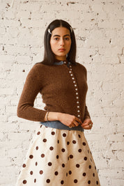Clio Cashmere Cardigan - Oak/Sky