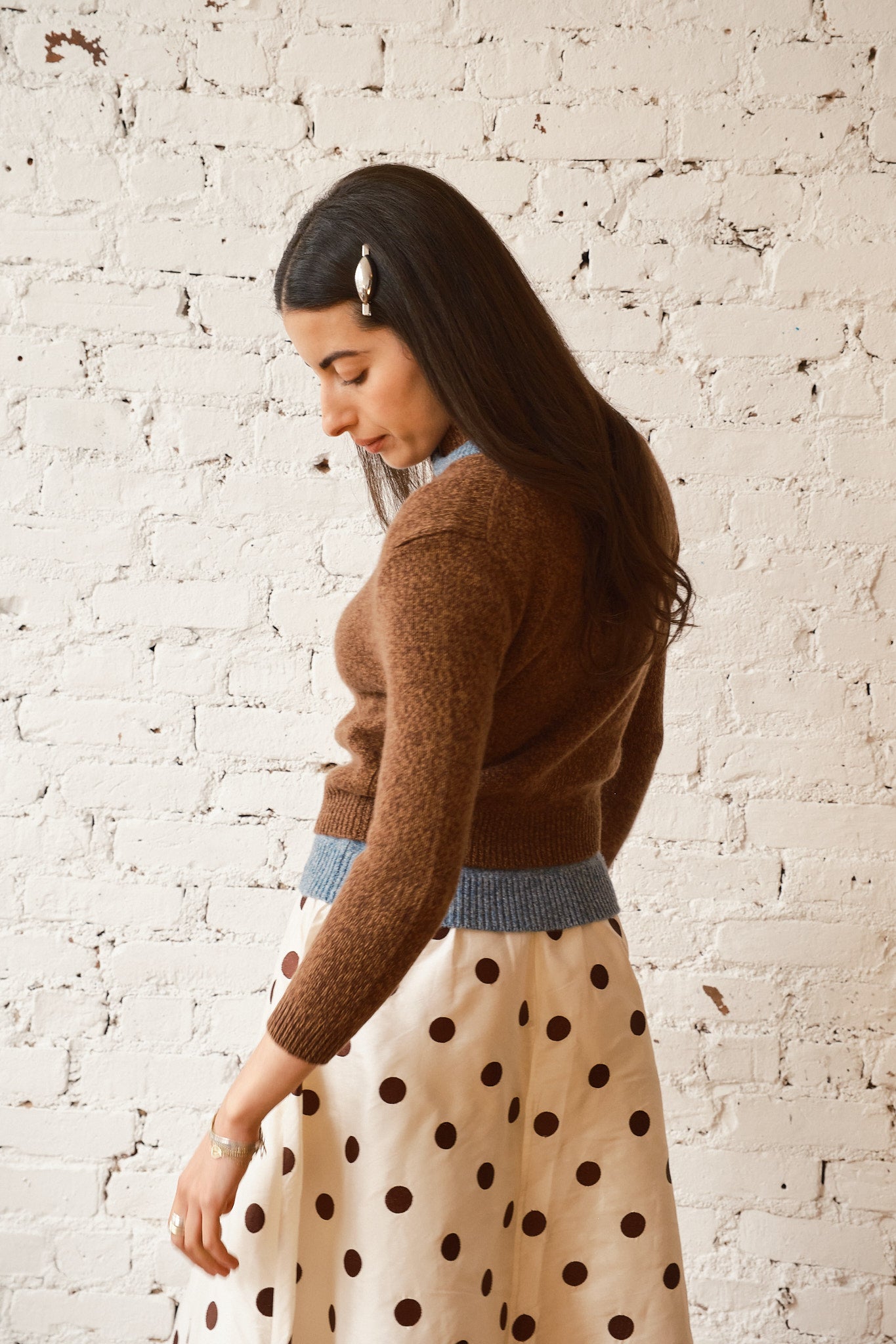 Clio Cashmere Cardigan - Oak/Sky