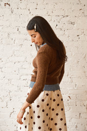 Clio Cashmere Cardigan - Oak/Sky