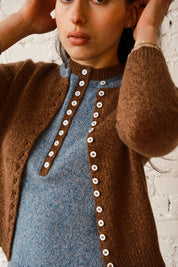 Clio Cashmere Cardigan - Oak/Sky