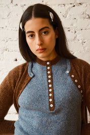 Clio Cashmere Cardigan - Oak/Sky