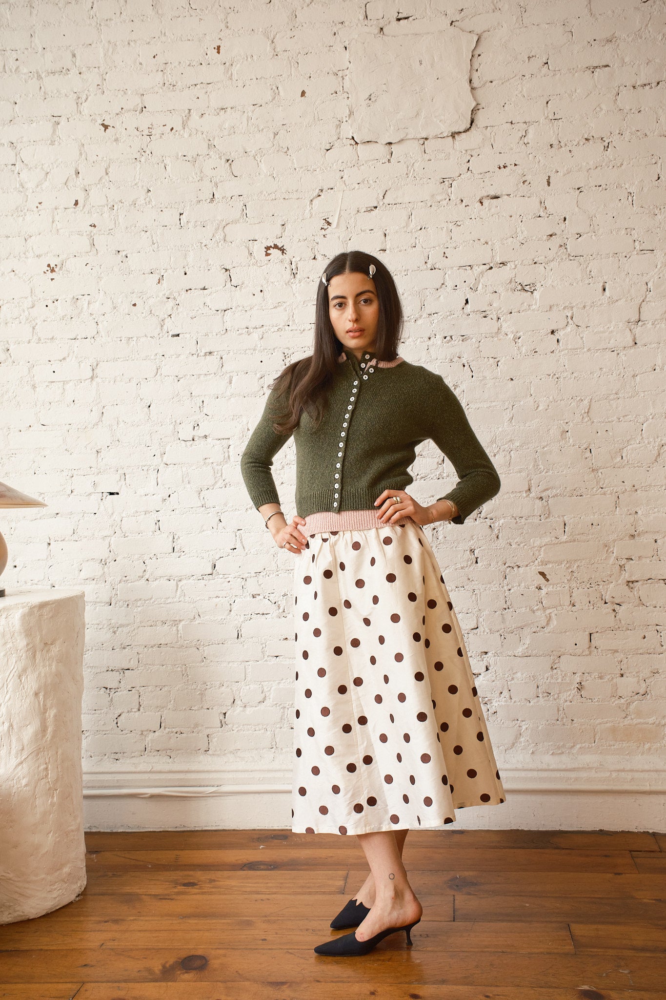 Clio Cashmere Cardigan - Forest/Ballet