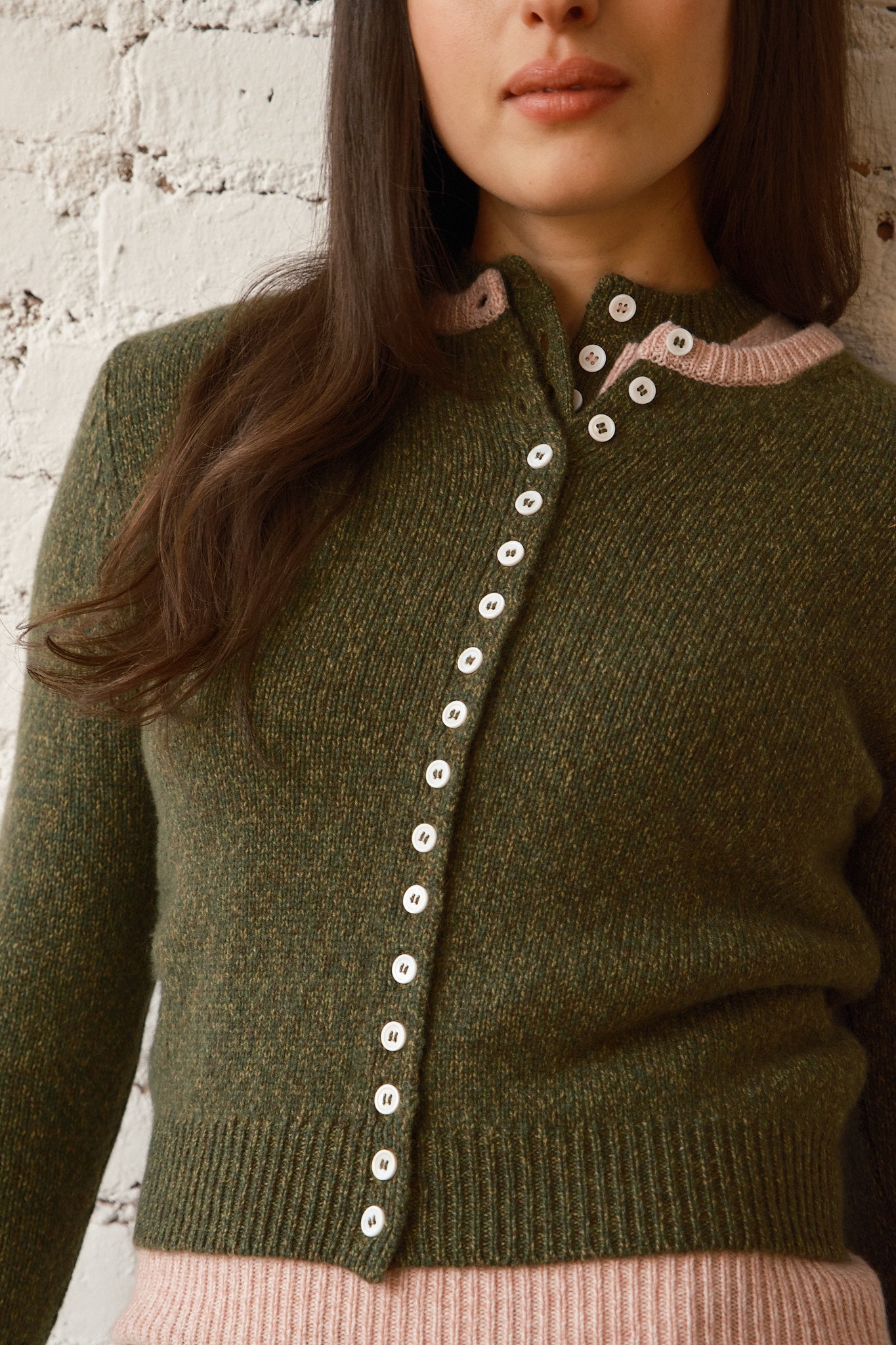 Clio Cashmere Cardigan - Forest/Ballet
