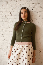Clio Cashmere Cardigan - Forest/Ballet