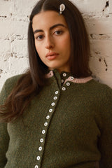 Clio Cashmere Cardigan - Forest/Ballet