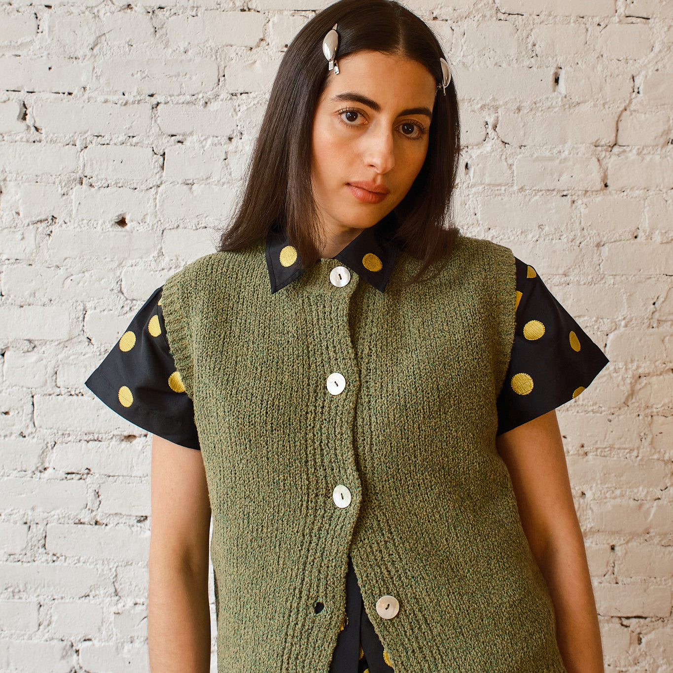 Solo Vest Textured Merino - Moss Speckle