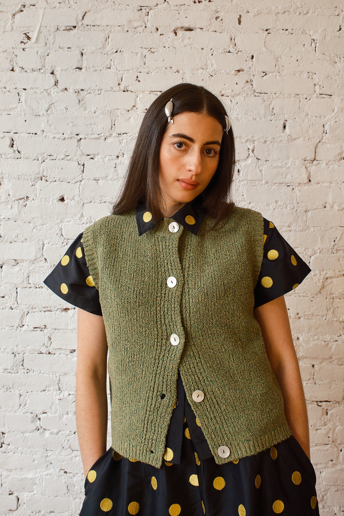 Solo Vest Textured Merino - Moss Speckle