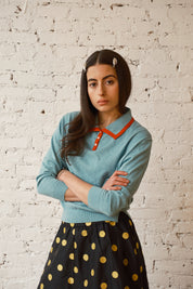 Klein Tipped Polo - Sky/Poppy