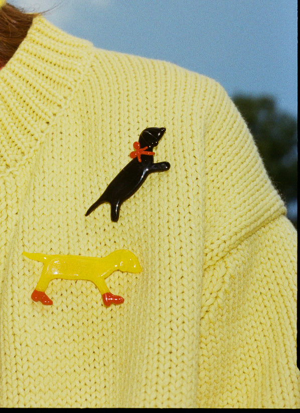 Who's Walking Who? Brooch, Mustard