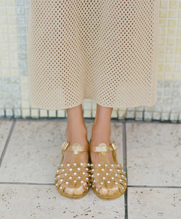 Rhys Jelly Sandal with Studs - Champagne