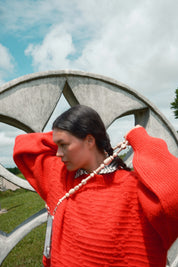 Saskia Cable Pullover - Habanero