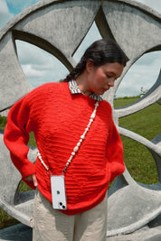Saskia Cable Pullover - Habanero