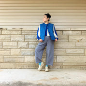 Copa Striped Long Sleeve T - White/Cobalt