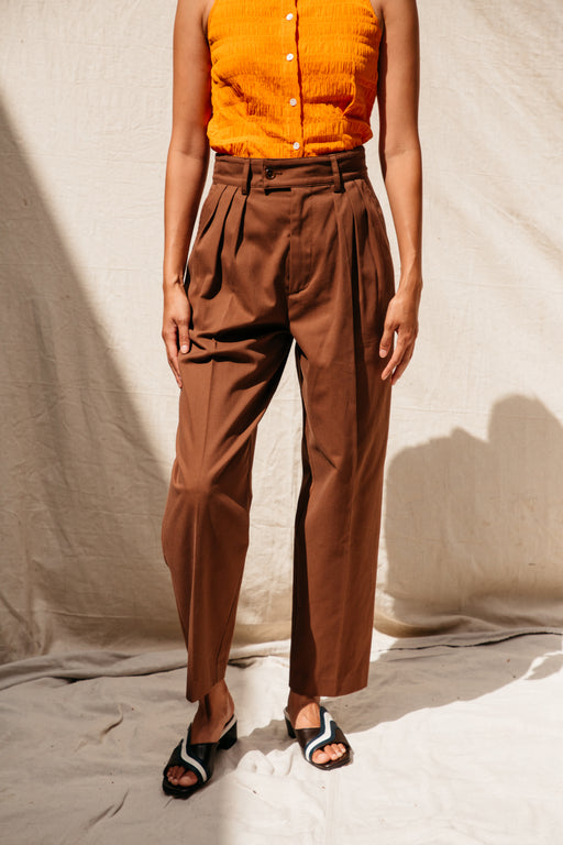 Sol Pleated Trouser - Brown