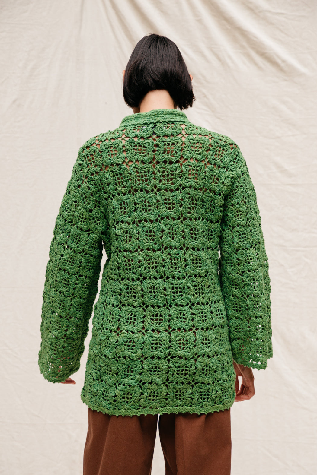 Flora Hand Crochet Cardigan- Pickle
