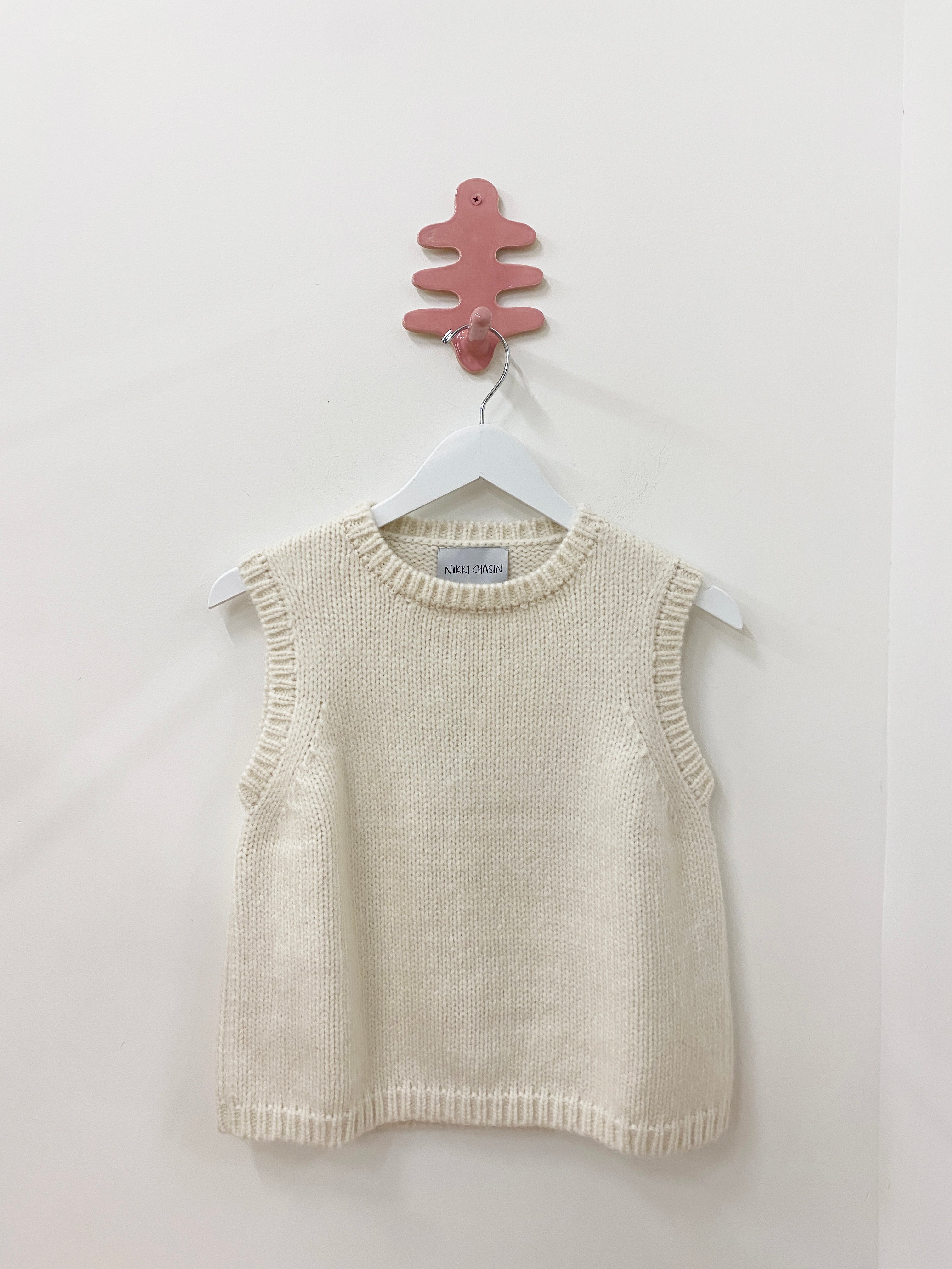Sabine Alpaca Sweater Vest - Ivory, view 5
