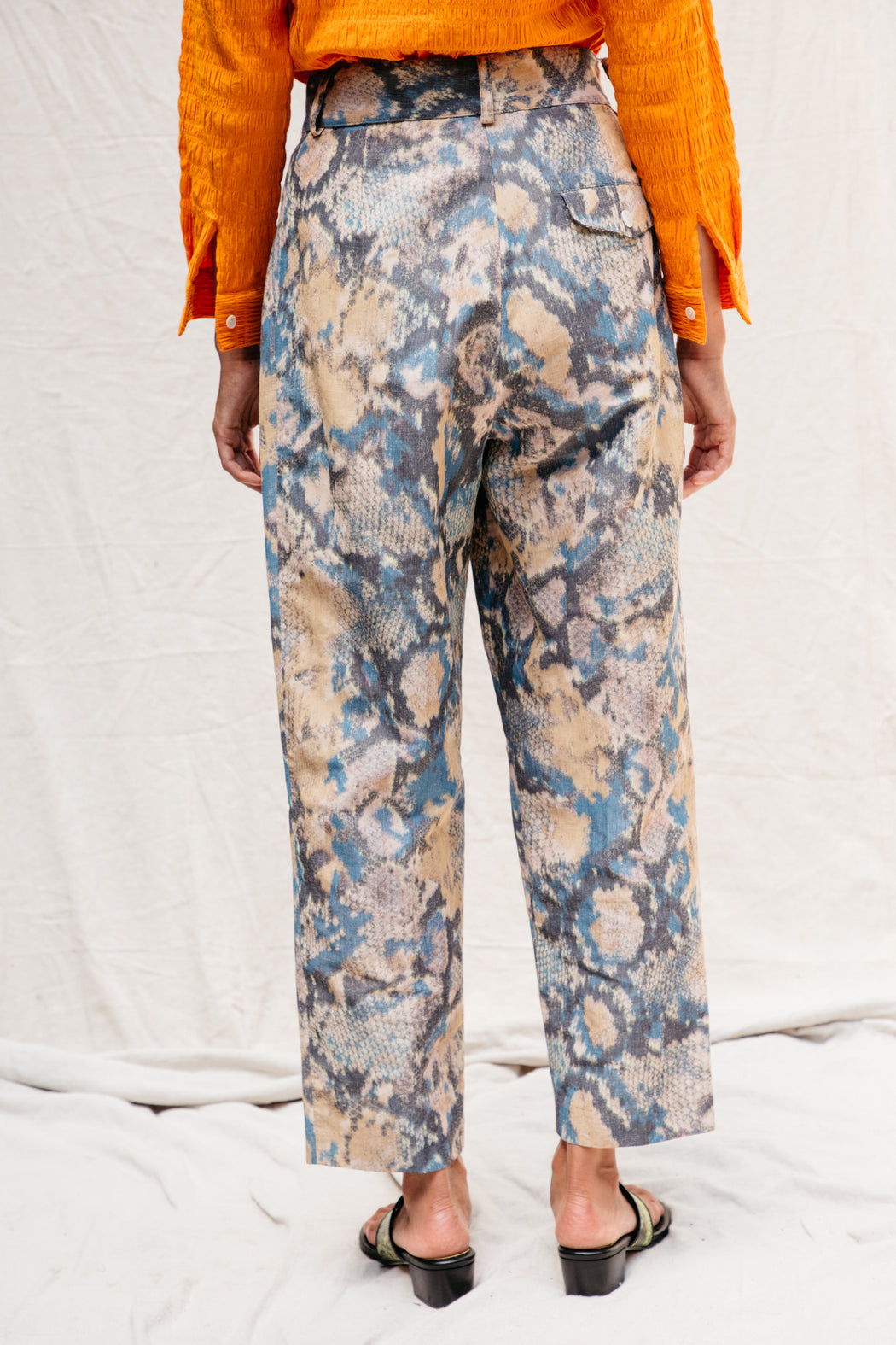 Sol Pleated Trouser - Tan Snake