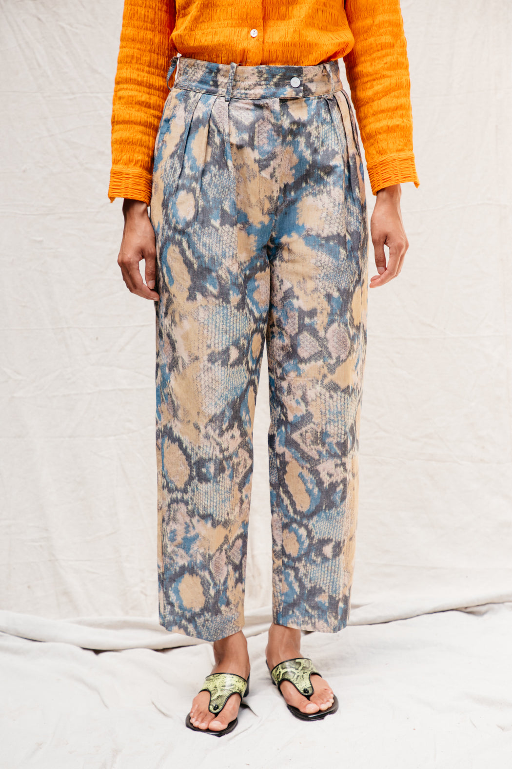 Sol Pleated Trouser - Tan Snake