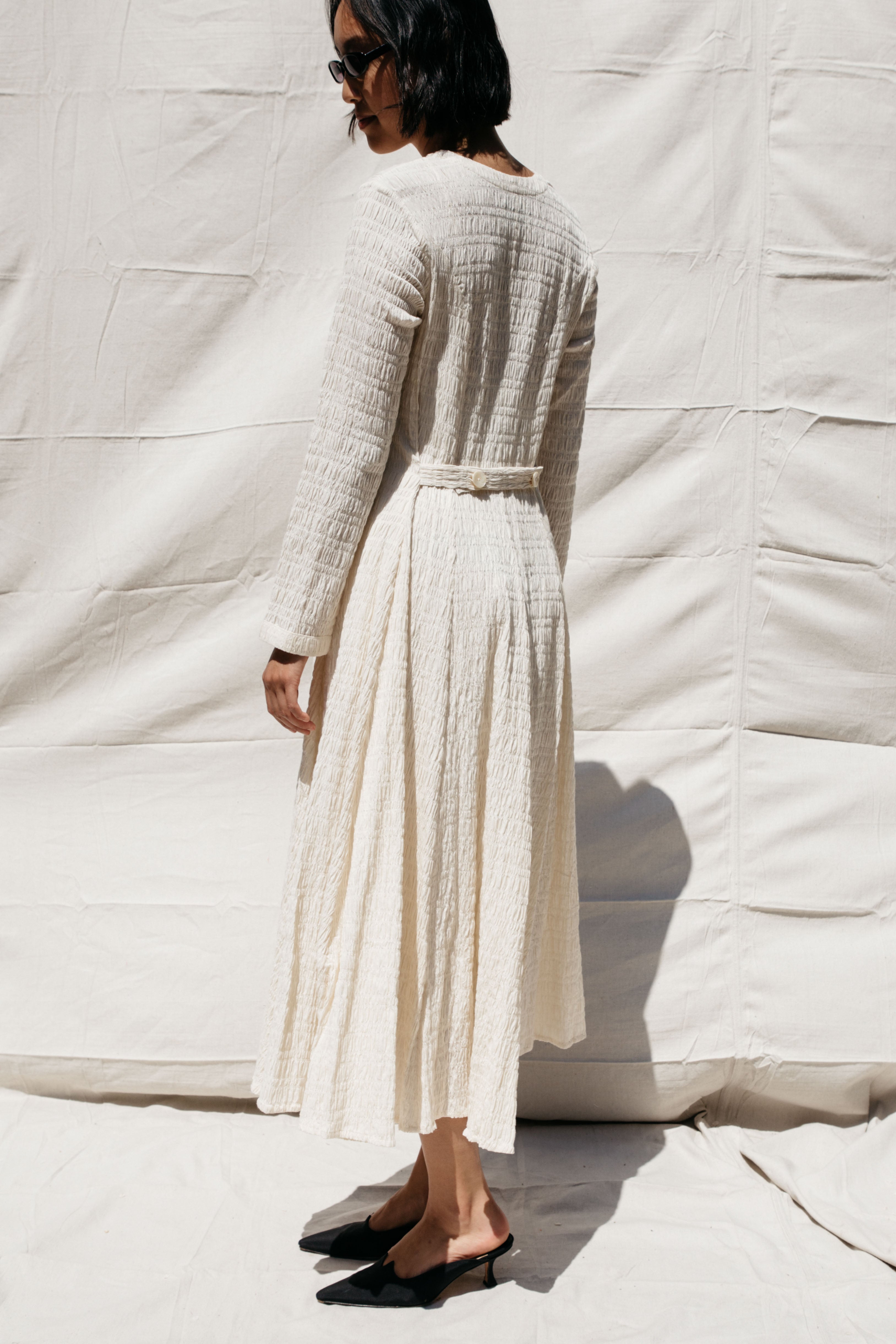 Baroness Dress - Ivory Crinkle