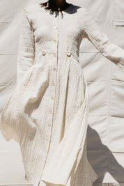 Baroness Dress - Ivory Crinkle