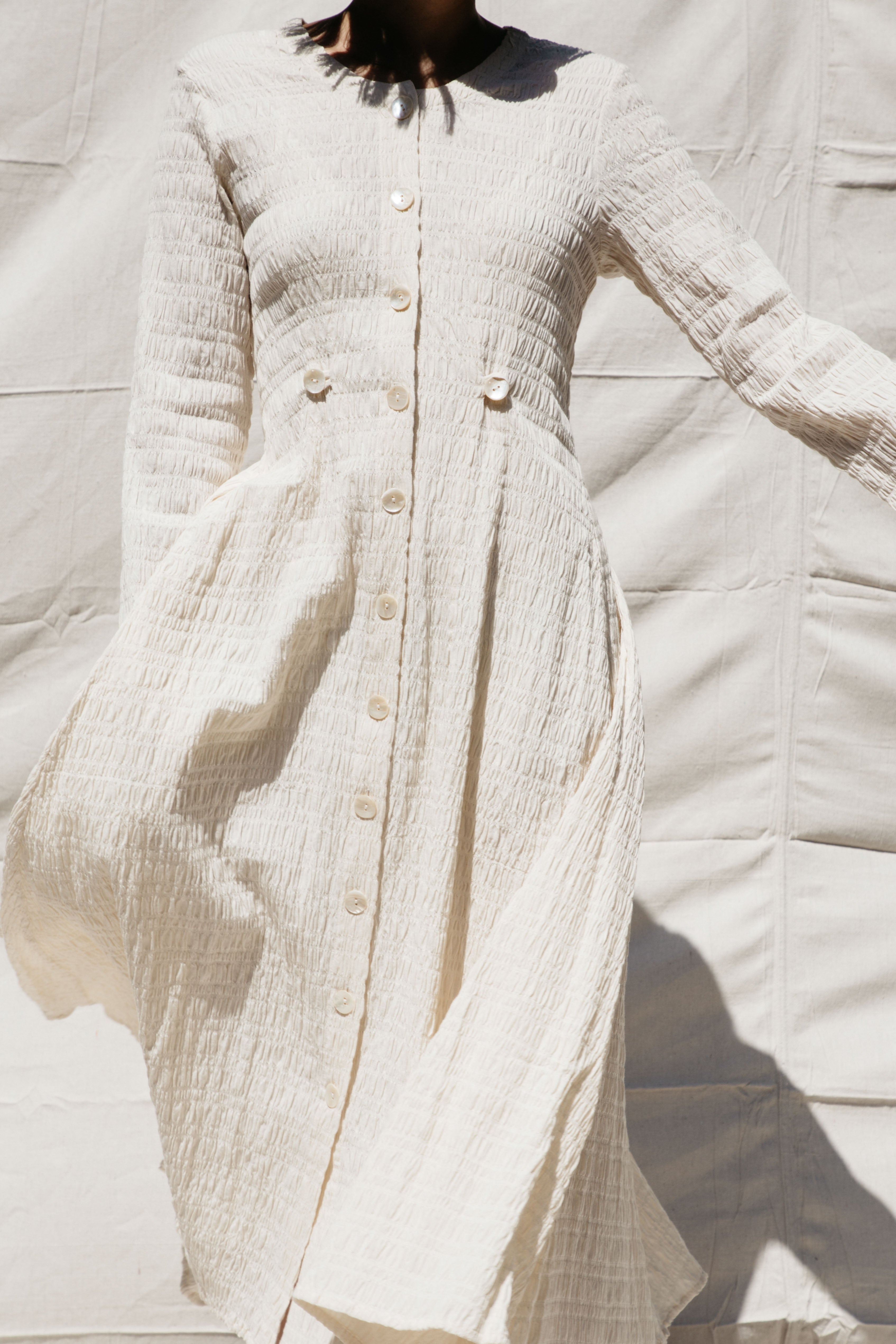 Baroness Dress - Ivory Crinkle