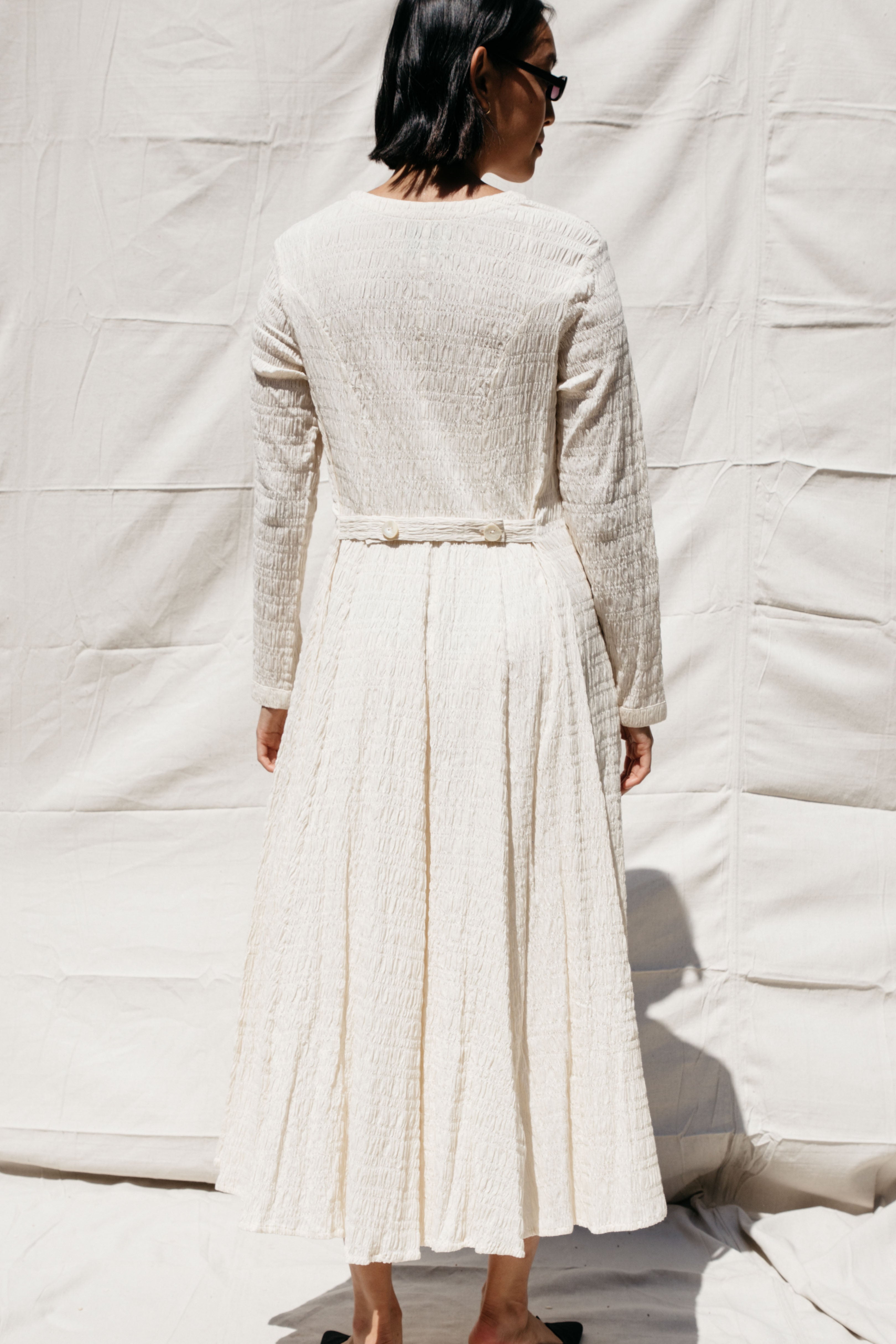 Baroness Dress - Ivory Crinkle