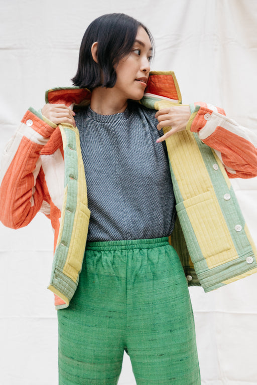 Fein Reversible Quilted Jacket, Olive/Pickle Cabana Stripe