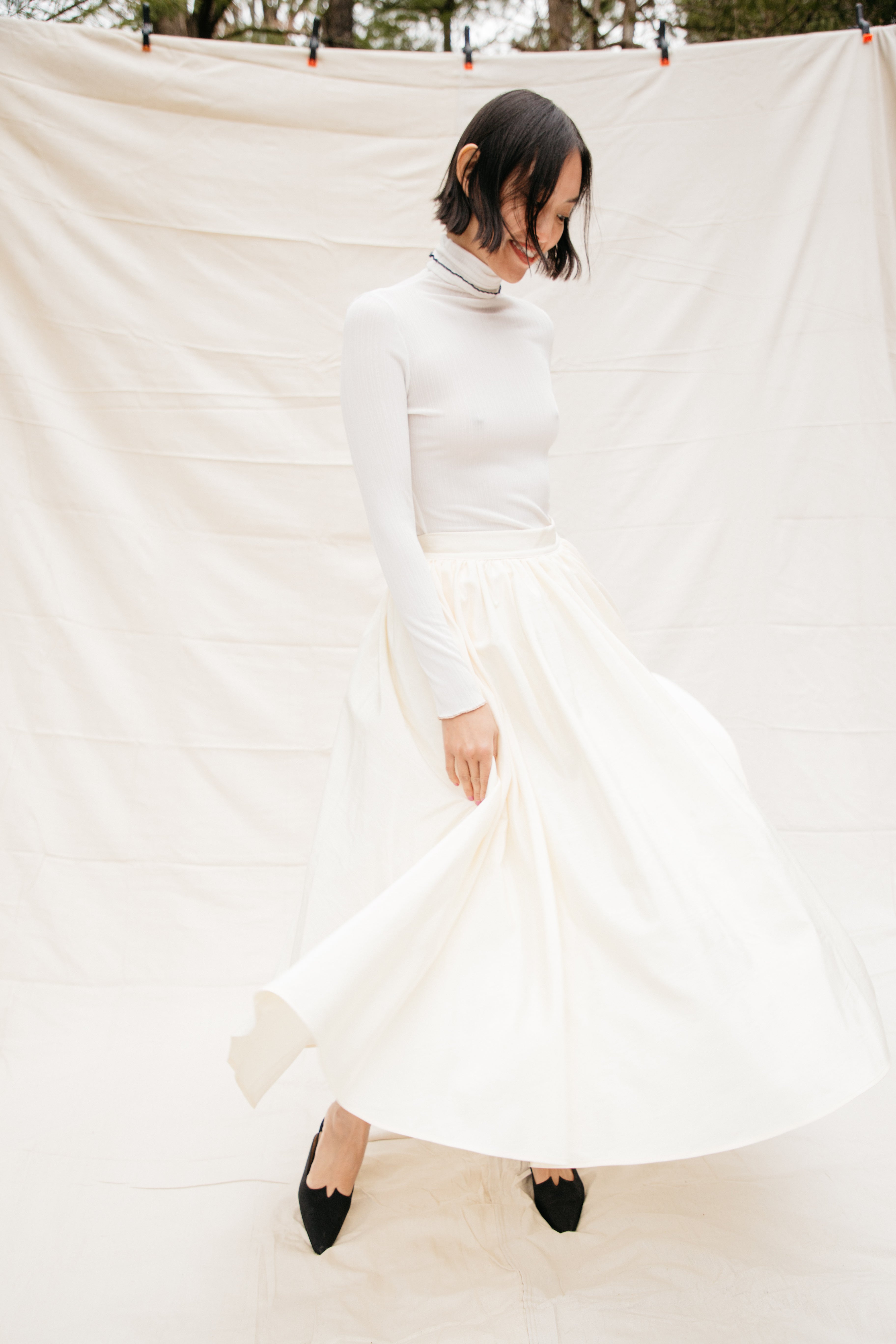 Puff Skirt, Ivory Moire