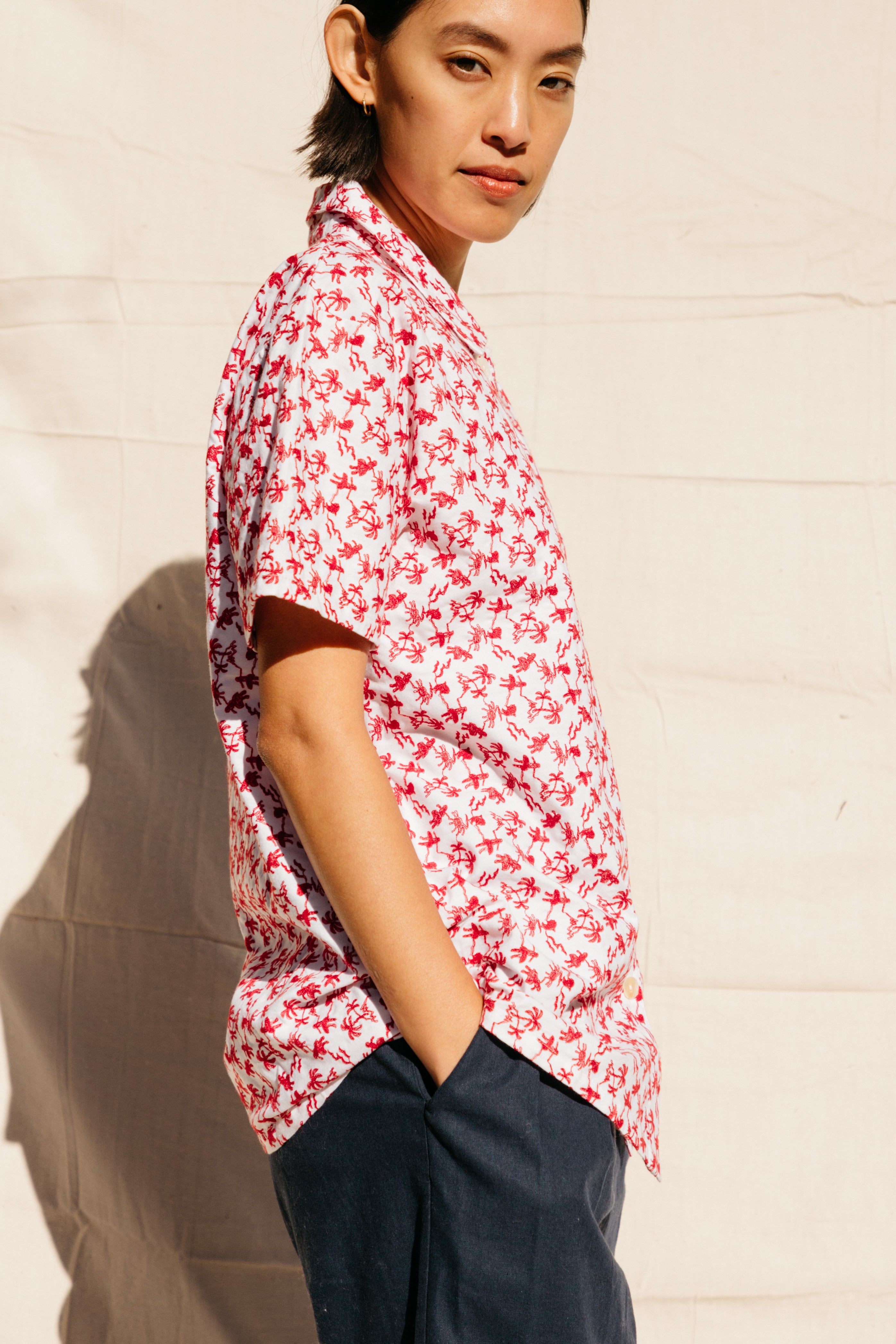 Dylan Shirt- Allover Vacation Embroidery