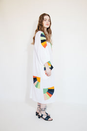 Ballad Dress - White Fan Patch Cotton