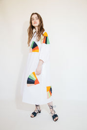 Ballad Dress - White Fan Patch Cotton