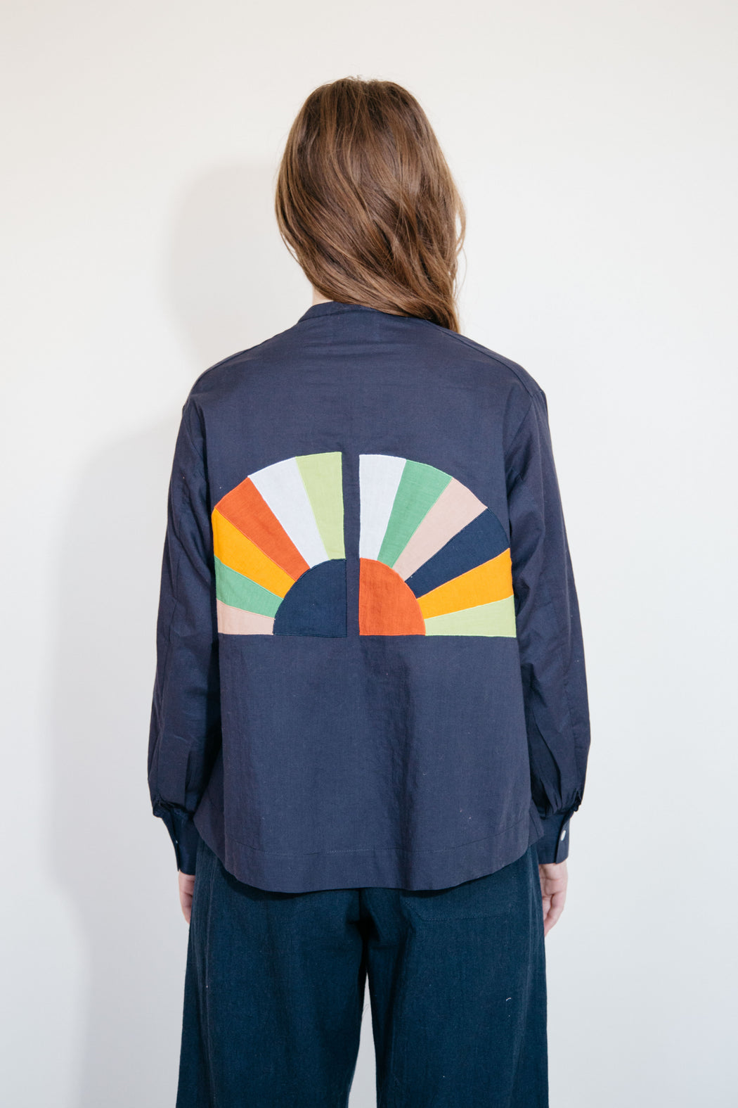 ballad dress | navy fan patch cotton main image 0