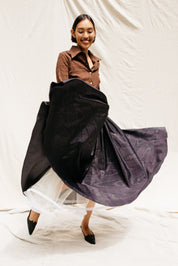 Puff Skirt, Black Moire