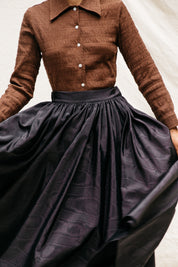 Puff Skirt, Black Moire