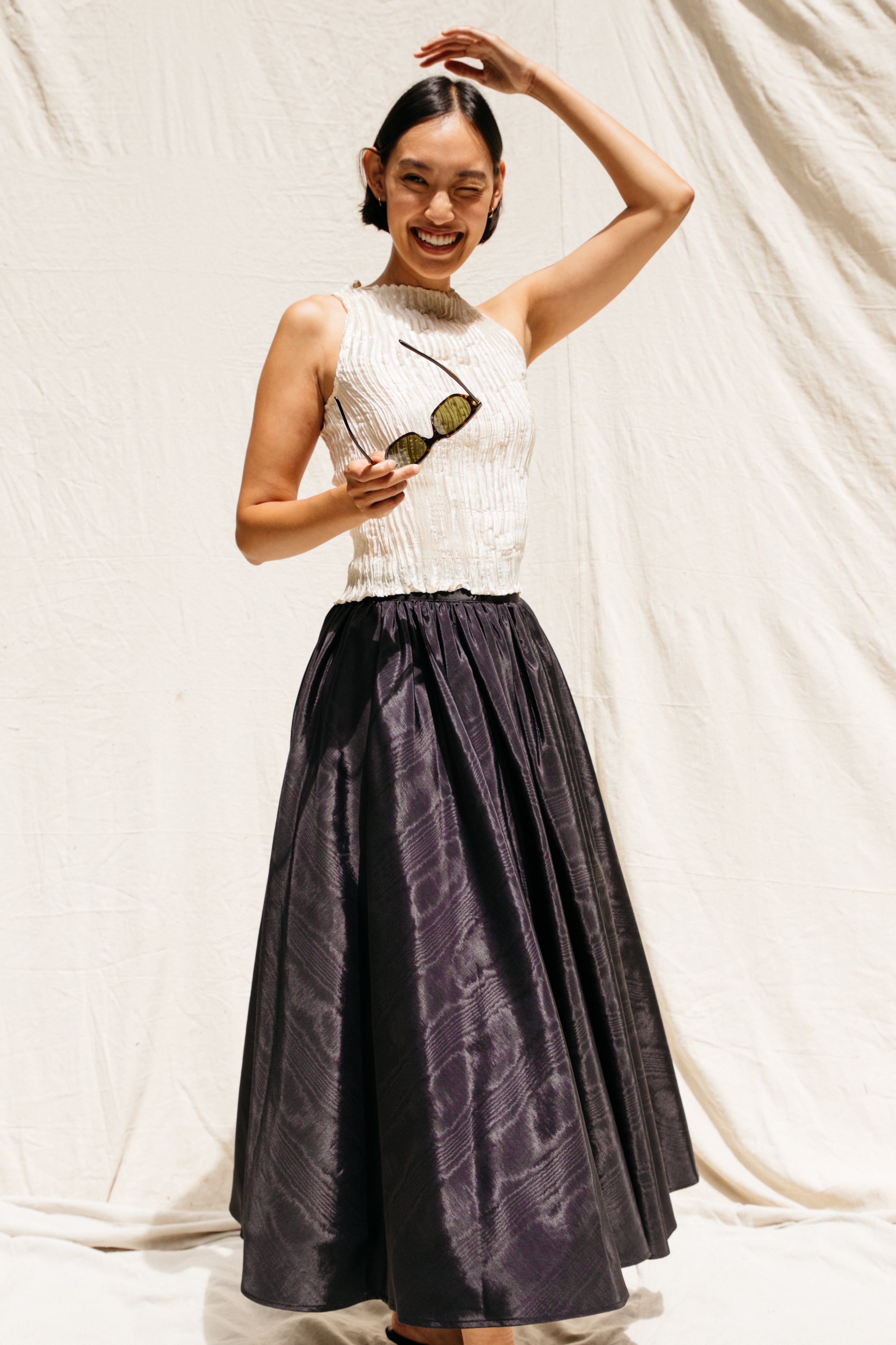 Puff Skirt, Black Moire