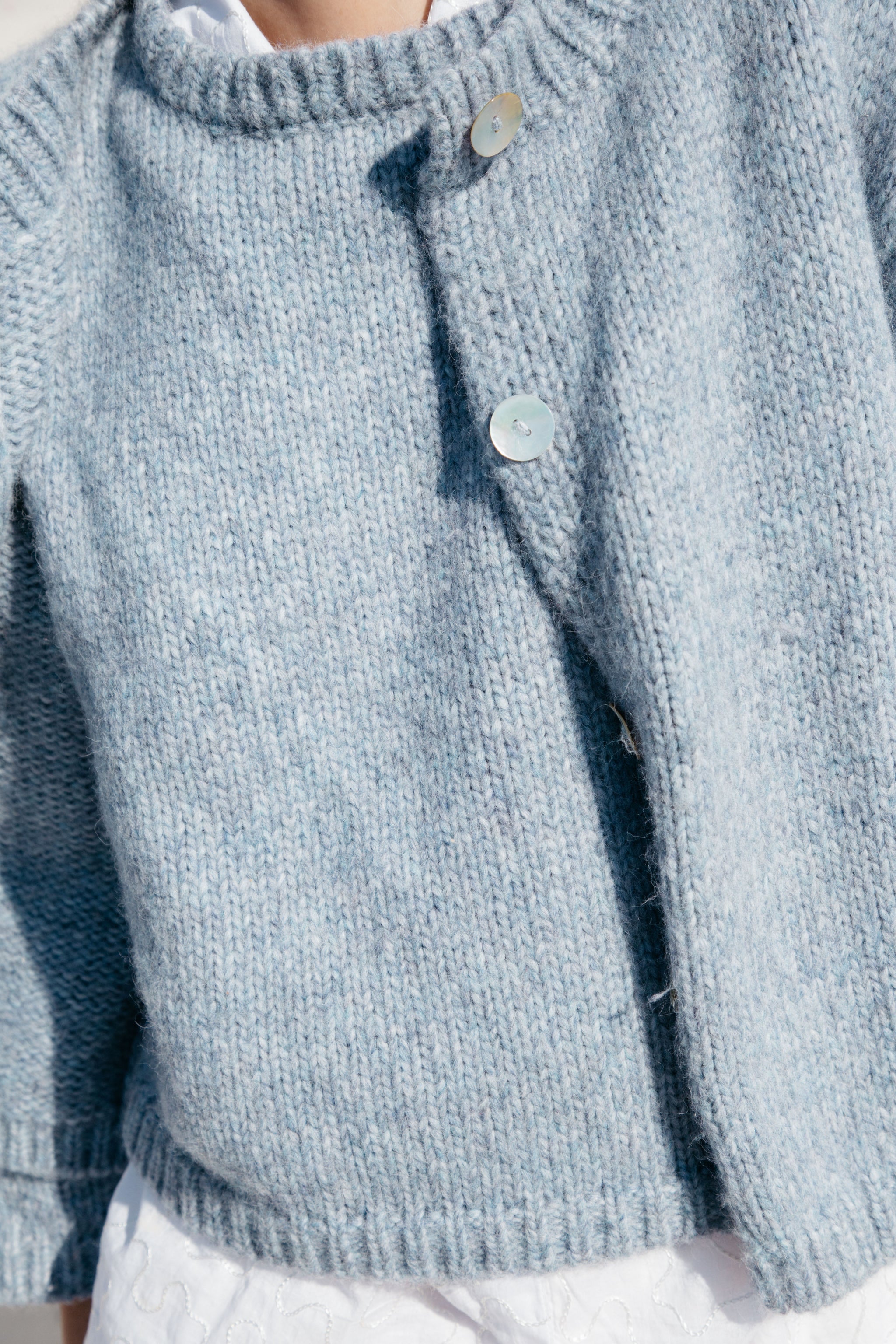 Handmade chunky knit cardigan | Sheba Cardigan Sweater- Powder