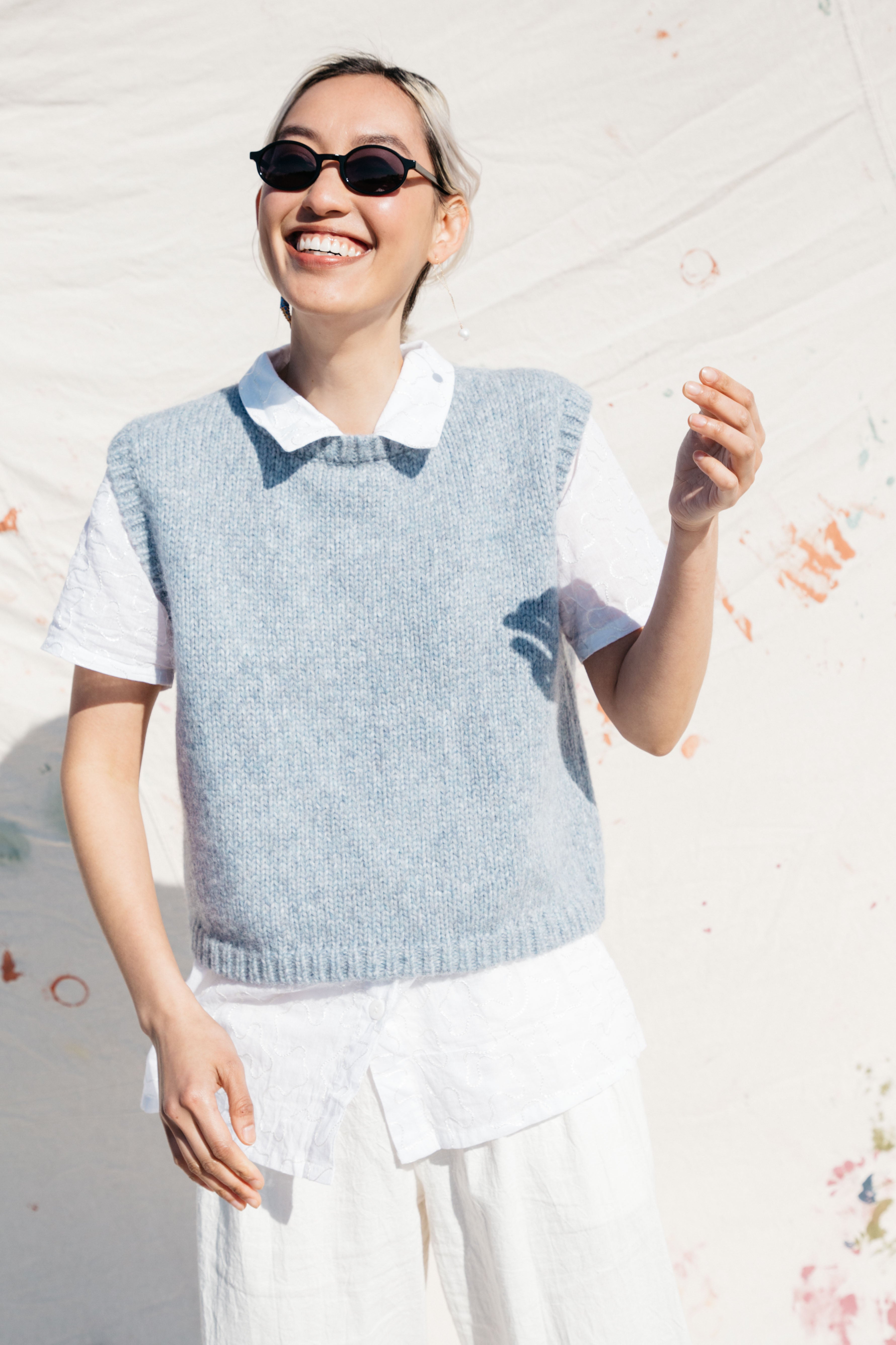 Sabine Alpaca Sweater Vest- Powder